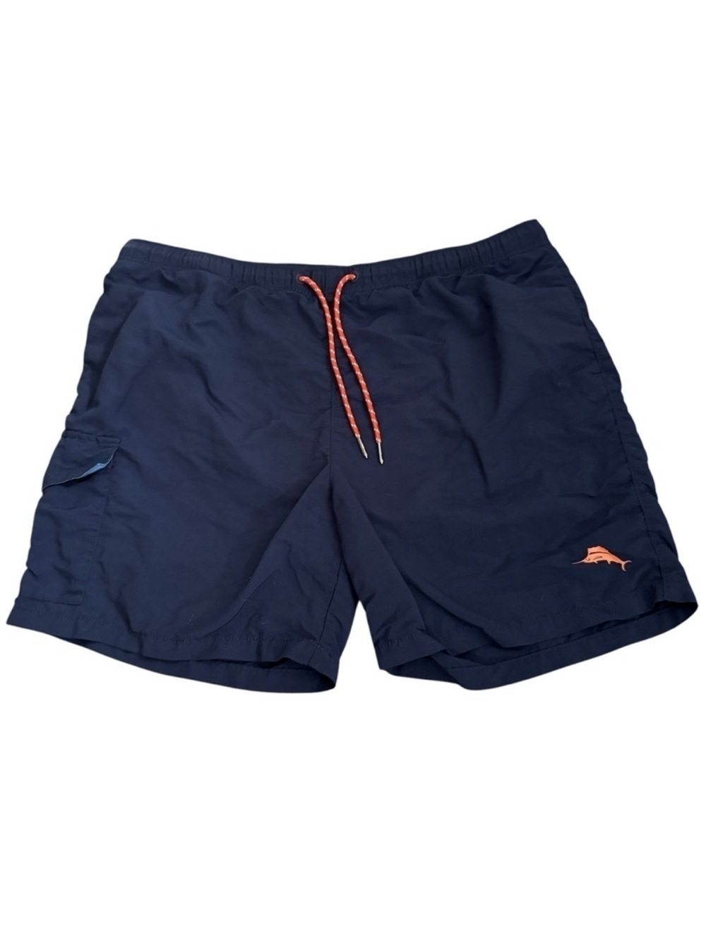 Tommy Bahama Relax Navy Blue Swim Shorts with Orange Accents